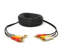 15m Triple 3 x RCA Male to 3 x RCA Male 24K Gold Plated Composite AV Audio Video Cable Compatible with Set-Top Box, Speaker, Amplifier, DVD Player (15m)