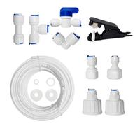 15M Water Supply Pipe and Universal Fridge Hose Connector Kit, 1/4" (6mm) Pushfit with Y+T+I+L Connectors and Shut-Off Valve, Compatible with European Style Double Fridge Refrigerators