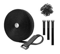 15m x 2cm Adjustable Cable Straps, Velcro Cable Ties, Reusable Velcro Straps Heavy Duty, Hook and Loop Securing Strap, Free Cut, for Cable Tidy, Wire Storage, Organizer and Management, With 50 Buckles