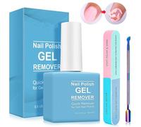 15ML Gel Nail Polish Remover - Acetone-Free 2-5 Minutes Fast Removal for Gel/UV Polish, Acrylic & False Nails Cruelty-Free Vegan Nail Remover with Cuticle Pusher, No Need for Foil, Soaking or Wrapping