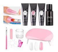 15ml Nail Extension Gel 10-Piece Set - Complete DIY Gell Manicure Kit With Nail Mold, Brush & Crystal Gel | Professional Nails Extension Gell Set For Home & Salon Use | Includes Nails Lamp & Tools