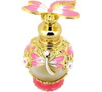 15ml Pink Alloy Refillable Perfume Bottle Lightweight Travel Friendly Vintage Elegant Design Perfect for Displaying Dressing Table or Mirror Tray Actual Treatment