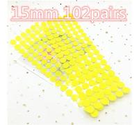 15mm 102 Pairs Self Adhesive Fastener Tape Hook and Loop Round Sticker White Black Coins Strong(15mm Yellow 102pairs)