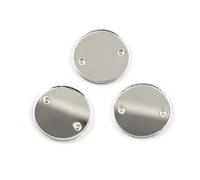 15mm-35mm 50PCS Sew on Acrylic Round Mirror,Acrylic Sew on Stone, Flat Bottom Double Hole Acrylic Rhinestone DIY Design Accessories (30MM, Silver)