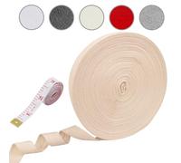15mm 50 m Cotton Tape Bias Binding Tape, Cotton Webbing Twill Webbing Tape for Sewing Dressmaking Alterations Craft (Beige)