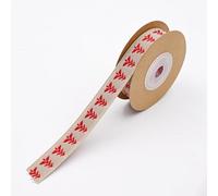 15mm 5yard Red Tree Brown Cotton Linen Ribbon, Wrapping Rope Craft Cotton Merry Christmas Pattern for DIY Birthday Present Package Favor Party Decorations
