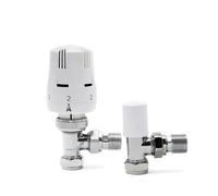 15mm Angle Strata 2 TRV Twin Pack White Thermostatic Radiator Valves | For Efficient Heating Control & Energy Saving