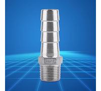 15mm Barb Tail Stainless Steel Male Thread Pipe Fitting Hose Adapter Fitting, Quick Joint Connector for Air, Fuel, Water Plumbing, Easy and Simple to Connect (3/8''*15mm)