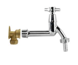 15mm Brass Backplate Set With Extended Chrome-Plated Garden Tap And 1/2" Hose Barb