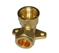 15mm Brass Compression Fitting to 1/2" BSP Female Threaded Iron Back Plate Elbow