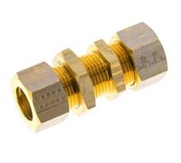 15mm Brass Straight Compression Fitting Bulkhead 82 bar DIN EN 1254-2