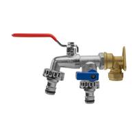 15mm Brass Wall Flange Kit For Copper Pipe With Double Lever Garden Tap And Quick Connect Connector