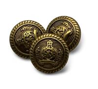 15mm Bronze Military Style Plastic Buttons with Coat of Arms Crest Design, Shank Fastening (20)
