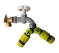 15mm Bspm Grey Rotary Tap Two Way Splitter And 2 Click Lock Connectors