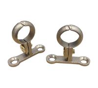 15mm Cast Brass Screw-On Pipe Bracket, Die-Cast Pipe Clip - Pack of 2