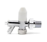 15mm Chrome Plated Lockshield Radiator Valve with Integrated Drain Off for Central Heating Systems