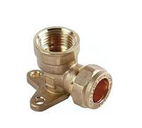 15mm Compression Elbow | 15mm x 1/2inch Female Wall Plate Elbow for Outside Tap | Brass Compression Joint - Plumbing Fittings | Brass Connector Joint Wallplate - Plumbers Pipe Fitting.
