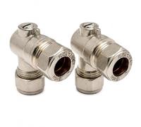 15mm Compression Elbow Isolation Valves, WRAS Approved, 2 Pack - Hulthor
