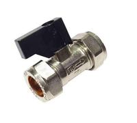 15mm Compression Isolation Valve with Black Lever Handle