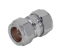 15mm Compression Straight Coupling for Copper Pipes Chrome Plated
