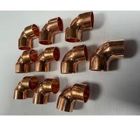 15mm Copper 90 Degree Elbow Bend End Feed, Pack of 10