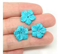 15mm Crystal Peach Blossom Flower Spacer Beads Natural Stone Loose Bead for DIY Earring Bracelet Necklace Jewelry Making-Blue Turquoise-20PCS