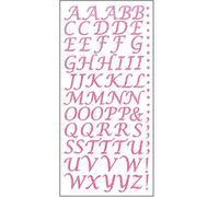 15mm Glitter Script Letter Stickers - Self Adhesive Alphabet Birthday Card Embellishments (Pink)