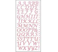 15mm Glitter Script Letter Stickers - Self Adhesive Alphabet Birthday Card Embellishments (Rose Pink)