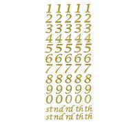 15mm Gold Glitter Script Number Stickers - Self Adhesive Birthday Card Embellishments