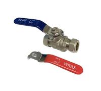 15mm Isolation Valve, 1 Pack with Red & Blue Handle, Hot & Cold Water System Compatible-WRAS Approved-Compression Olives & Nuts Included.