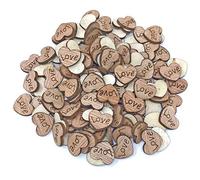15mm Love Hearts Wooden Shabby Chic Craft Scrapbook Vintage Confetti Hearts - Pack of 100