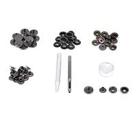 15mm Metal Press Stud Buttons 15 Sets Snap Button Fastener with Tools for Leather Craft Clothes Jacket Bags Repair (Black)