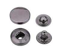15mm Metal Snap Fasteners 4-Part S Spring Press Studs - Gunmetal Rustproof Poppers for DIY Leathercraft, Jacket & Clothing Repair, Bags, Handbags, Purses, Crafts & Sewing Projects - 50pcs
