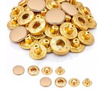 15mm Metal Snap Fasteners 4-Part S Spring Press Studs - Matt Gold Rustproof Poppers for DIY Leathercraft, Jacket & Clothing Repair, Bags, Handbags, Purses, Crafts & Sewing Projects - 20pcs