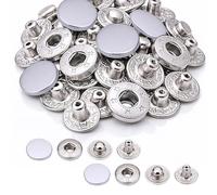 15mm Metal Snap Fasteners 4-Part S Spring Press Studs - Pearl Silver Rustproof Poppers for DIY Leathercraft, Jacket & Clothing Repair, Bags, Handbags, Purses, Crafts & Sewing Projects - 20pcs