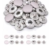 15mm Metal Snap Fasteners 4-Part S Spring Press Studs - Silver Rustproof Poppers for DIY Leathercraft, Jacket & Clothing Repair, Bags, Handbags, Purses, Crafts & Sewing Projects - 50pcs