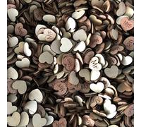 15mm Mr & Mrs Love Hearts Wooden Shabby Chic Craft Scrapbook Vintage Confetti Hearts - Pack of 100