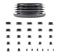 15mm Plastic End Caps, Black Round Tube Inserts, Pack of 4 (See Second Image for Ordering Guide) - Made in Germany