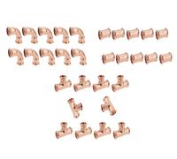 15mm Press Fit Fittings Set - 10x Straight Couplers, 10x 90 Degree Elbows, 10x Equal Tees, M-Profile WRAS Approved