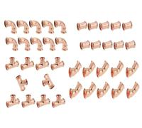 15mm Press Fit Fittings Set 40pcs - 10x Straight Couplers, 10x 90 Degree Elbows, 10x Equal Tees, 10x Elbows 45 Degree M-Profile WRAS Approved