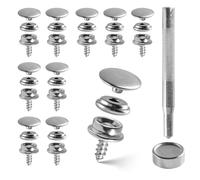 15mm Press Stud Kit, Stainless Steel Press Studs Snap Fasteners, Snap Button Fastener Kit for Boat Cover Wood Leather Crafts (62)