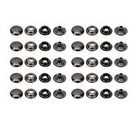 15mm Press Studs Snap Fasteners - 4-Part Metal Snap Buttons for Clothing, Canvas, Fabric, Leather, Wood, DIY Sewing, Crafts, Bag & Jacket Repair - Gunmetal Black - 10