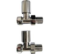 15mm Radiators Valves Pair, 15mm Round Head Straight Traditional Radiator Valves Chrome Finished