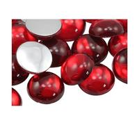 15mm Red Ruby H103 Round Flat Back Acrylic Cabochons Plastic Gems for Crafts Costume Embelishments Card Making Jewels Jewelry Making Supplies Cosplay Jewels - 30 Pieces