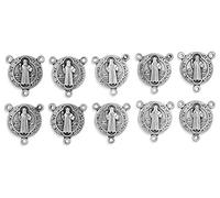 15mm Saint Benedict Medal Rosary Center - Pack of 10