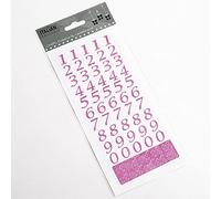 15mm Script Pink Glitter Self Adhesive Sticker Numbers Craft Embellishment