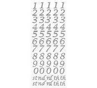 15mm Script Silver Glitter Self Adhesive Sticker Numbers Craft Embellishment