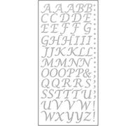 15mm Silver Glitter Script Letter Stickers - Self Adhesive Alphabet Birthday Card Embellishments