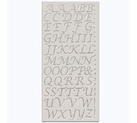 15mm Small Letter/Number Stickers - Self Adhesive Glitter/Diamante Birthday Card Embellishment (Silver Glitter Script Letters)
