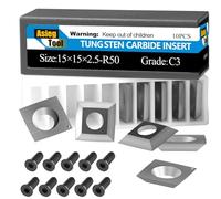 15mm Square Tungsten Carbide Replacement Cutter Inserts Knives 15 x 15 x 2.5mm-4 Edges with 2" Face Radius fit for Woodworking Helical Planer Head and CNC or DIY Wood Lathe Turning Rougher Tools 10pcs